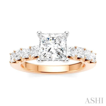Princess Shape Semi-Mount Diamond Engagement Ring