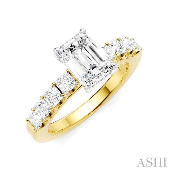 Emerald Shape Semi-Mount Diamond Engagement Ring
