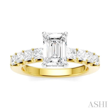 Emerald Shape Semi-Mount Diamond Engagement Ring