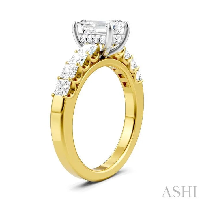 Emerald Shape Semi-Mount Diamond Engagement Ring