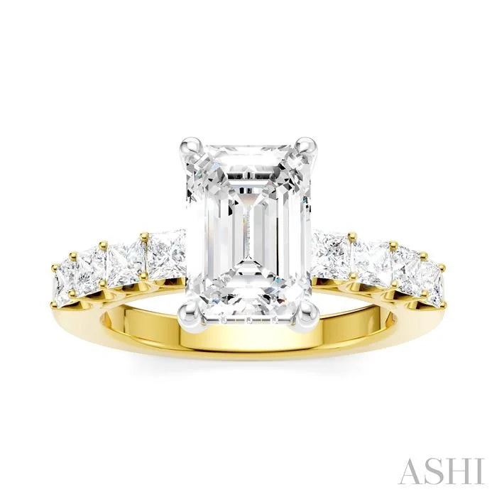 Emerald Shape Semi-Mount Diamond Engagement Ring