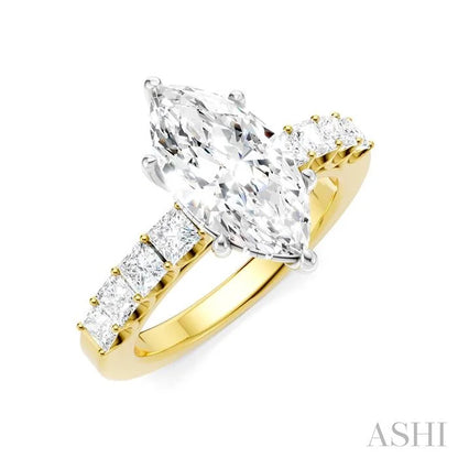 Marquise Shape Semi-Mount Diamond Engagement Ring