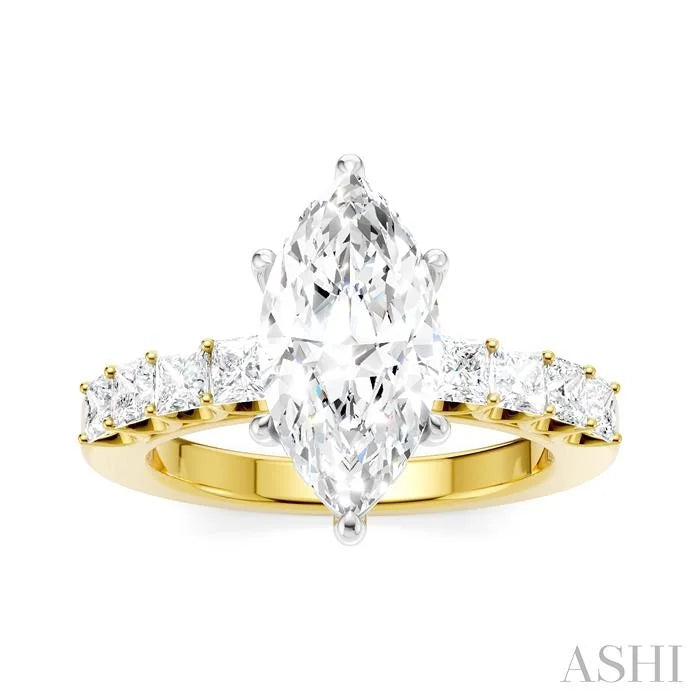 Marquise Shape Semi-Mount Diamond Engagement Ring