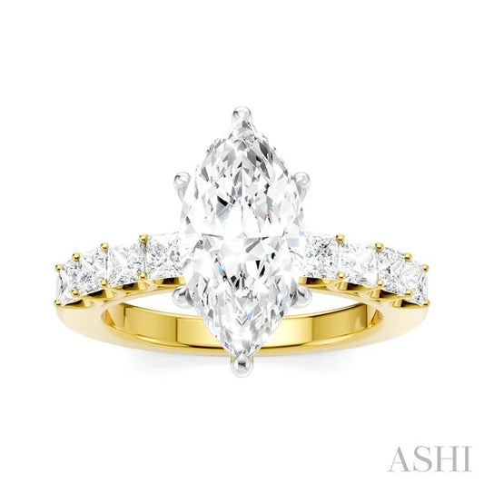 Marquise Shape Semi-Mount Diamond Engagement Ring