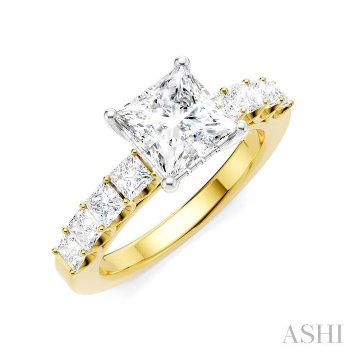 Princess Shape Semi-Mount Diamond Engagement Ring