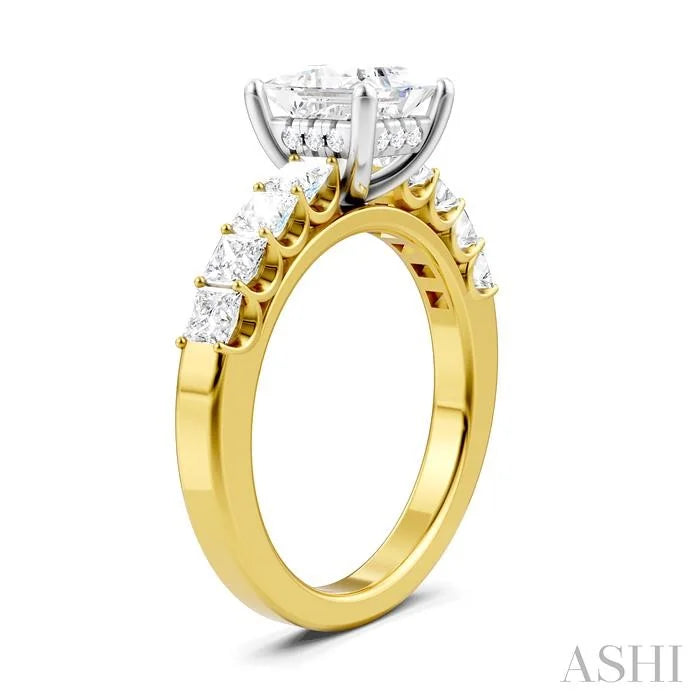 Princess Shape Semi-Mount Diamond Engagement Ring