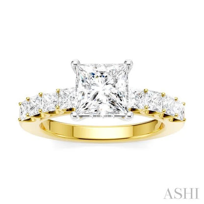 Princess Shape Semi-Mount Diamond Engagement Ring