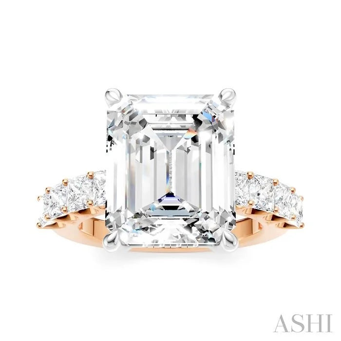 Emerald Shape Semi-Mount Diamond Engagement Ring