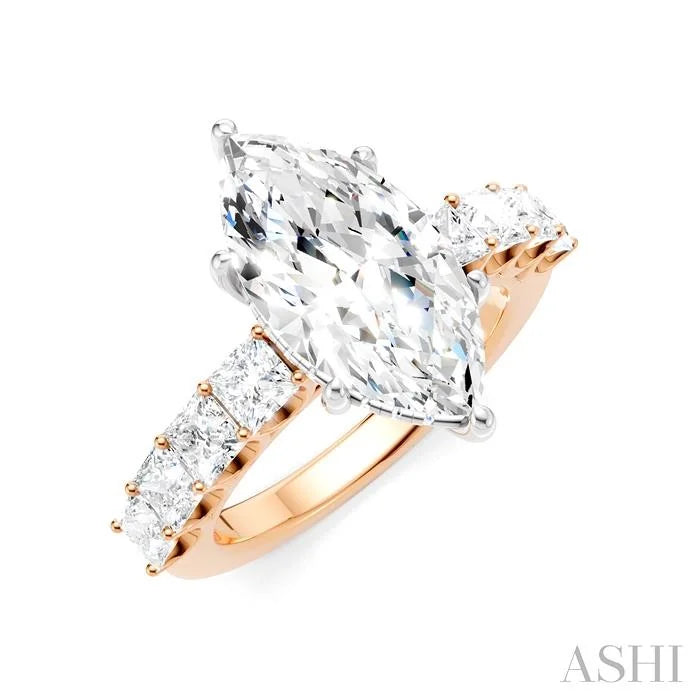 Marquise Shape Semi-Mount Diamond Engagement Ring