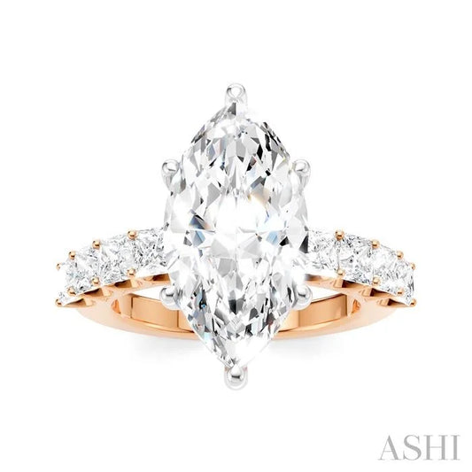 Marquise Shape Semi-Mount Diamond Engagement Ring