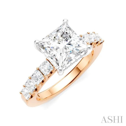 Princess Shape Semi-Mount Diamond Engagement Ring