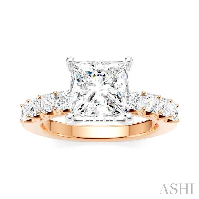 Princess Shape Semi-Mount Diamond Engagement Ring