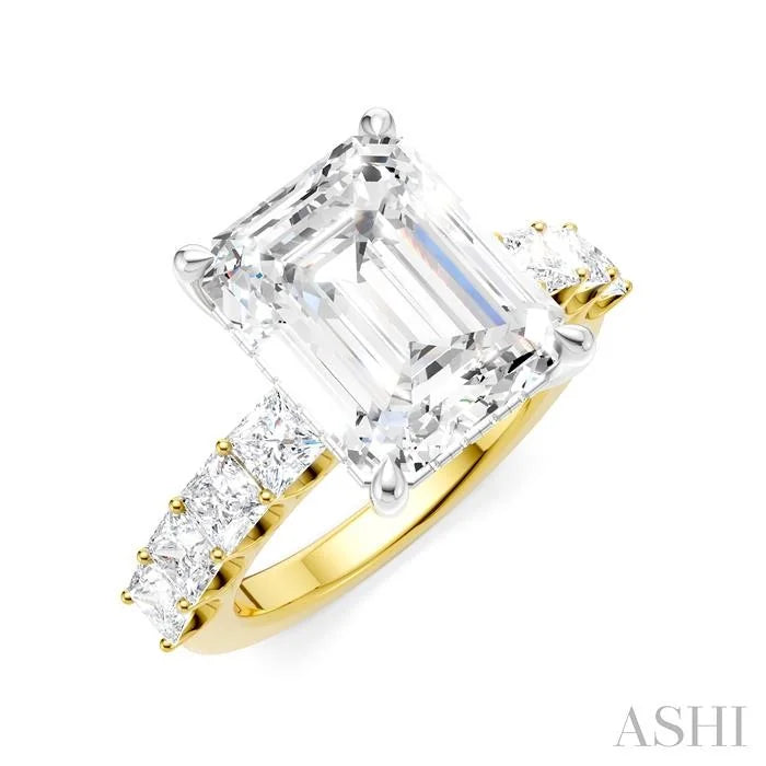 Emerald Shape Semi-Mount Diamond Engagement Ring