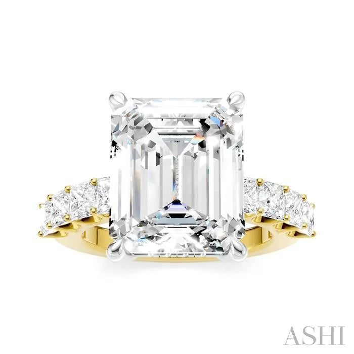Emerald Shape Semi-Mount Diamond Engagement Ring