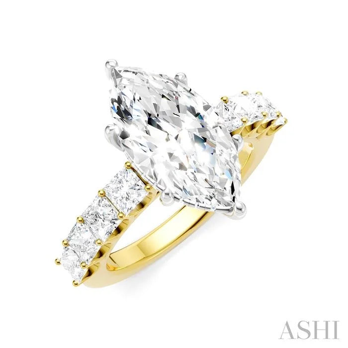 Marquise Shape Semi-Mount Diamond Engagement Ring