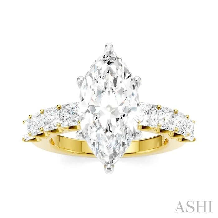 Marquise Shape Semi-Mount Diamond Engagement Ring