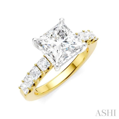 Princess Shape Semi-Mount Diamond Engagement Ring