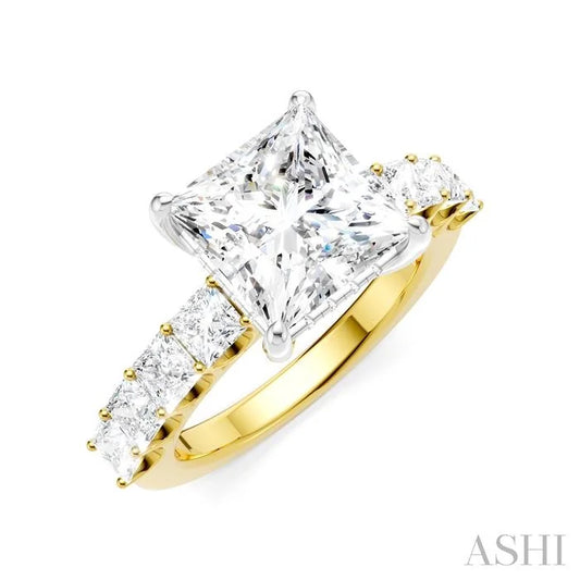 Princess Shape Semi-Mount Diamond Engagement Ring