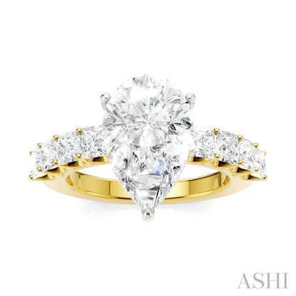 Pear Shape Semi-Mount Diamond Engagement Ring