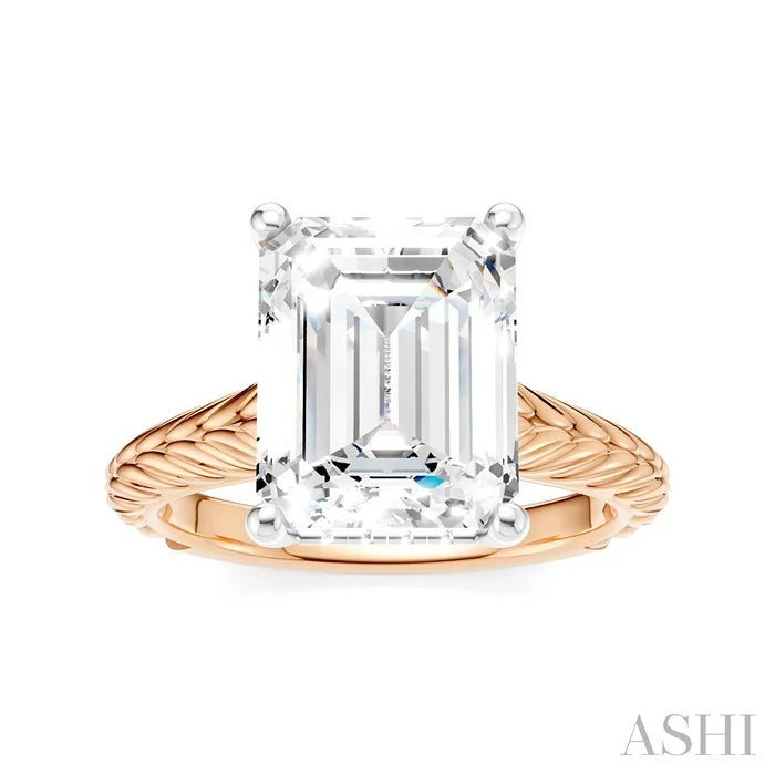 Emerald Shape Semi-Mount Diamond Engagement Ring