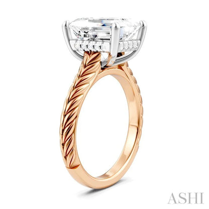 Emerald Shape Semi-Mount Diamond Engagement Ring