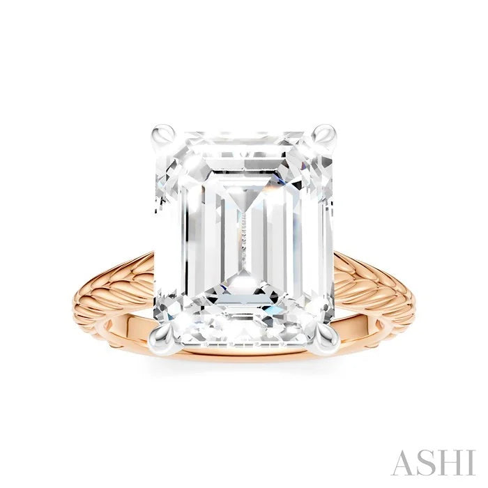 Emerald Shape Semi-Mount Diamond Engagement Ring