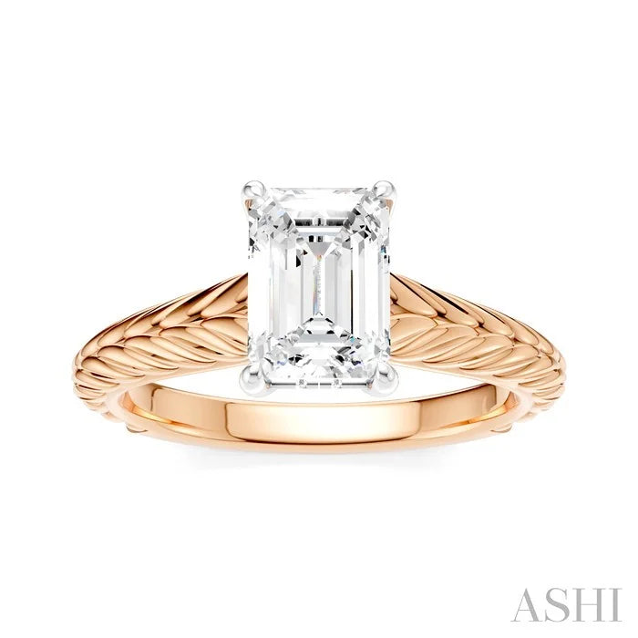 Emerald Shape Semi-Mount Diamond Engagement Ring