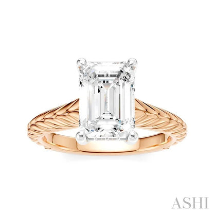 Emerald Shape Semi-Mount Diamond Engagement Ring