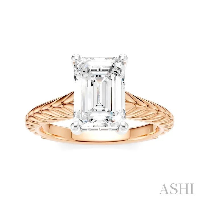 Emerald Shape Semi-Mount Diamond Engagement Ring