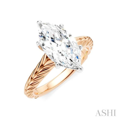 Marquise Shape Semi-Mount Diamond Engagement Ring