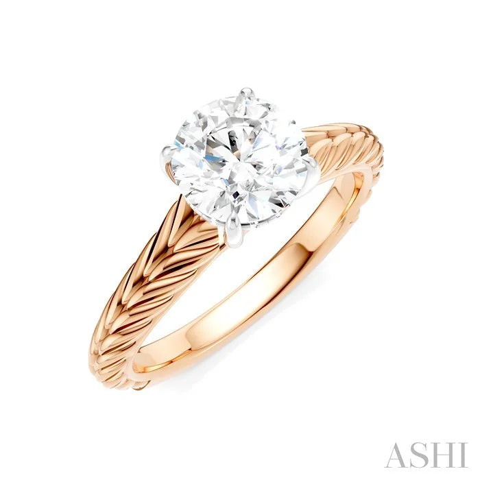 Round Shape Semi-Mount Diamond Engagement Ring