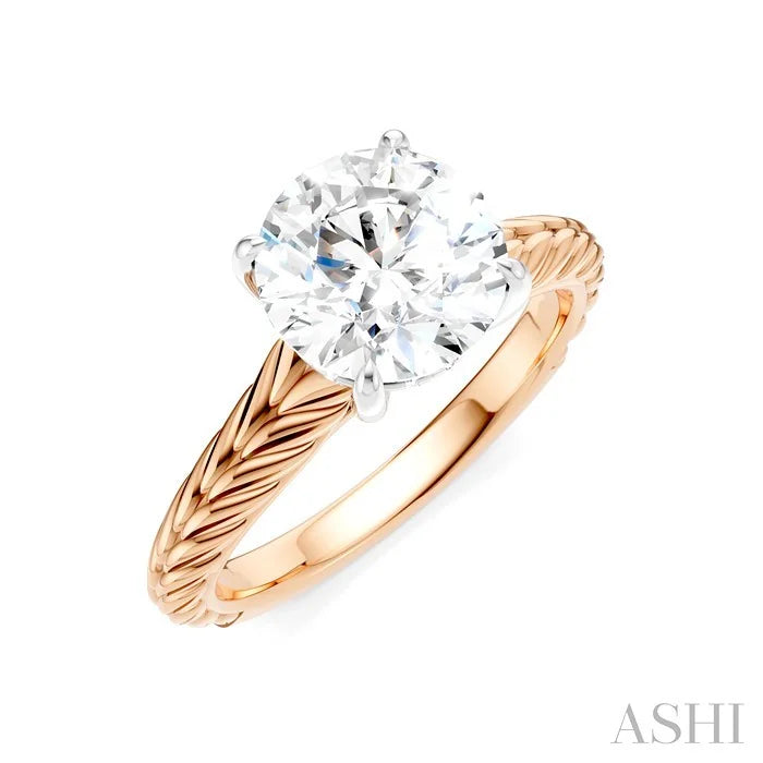 Round Shape Semi-Mount Diamond Engagement Ring