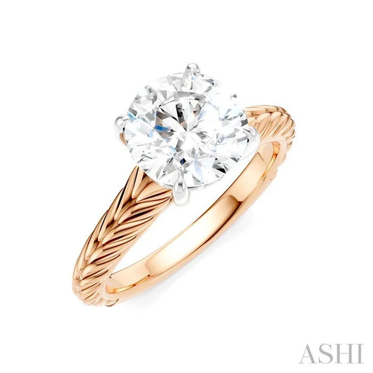Round Shape Semi-Mount Diamond Engagement Ring