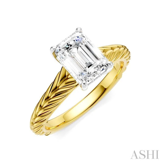 Emerald Shape Semi-Mount Diamond Engagement Ring
