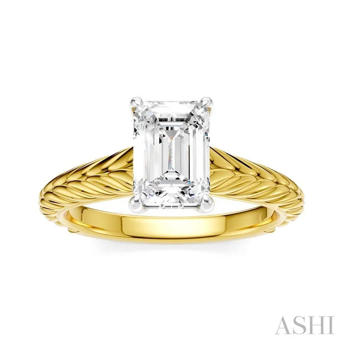 Emerald Shape Semi-Mount Diamond Engagement Ring