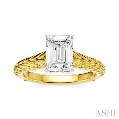 Emerald Shape Semi-Mount Diamond Engagement Ring