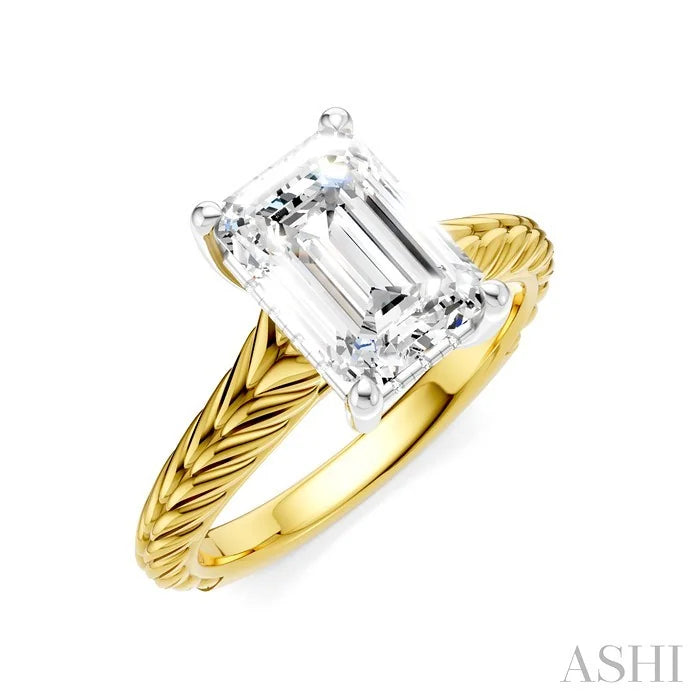 Emerald Shape Semi-Mount Diamond Engagement Ring