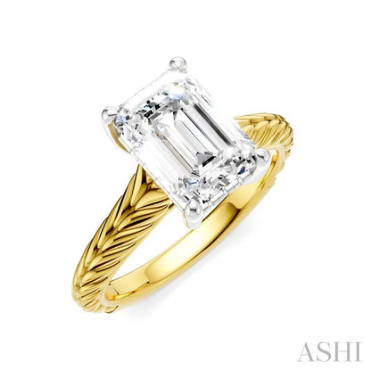 Emerald Shape Semi-Mount Diamond Engagement Ring