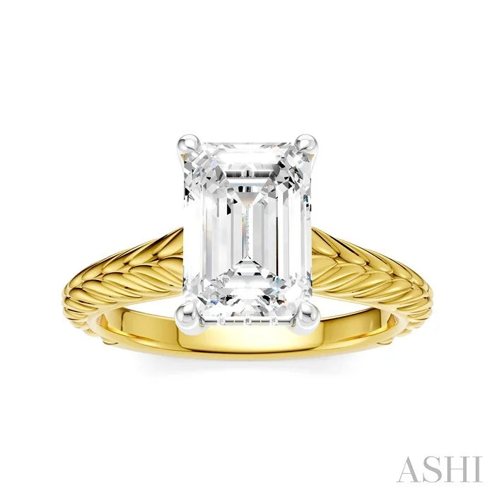 Emerald Shape Semi-Mount Diamond Engagement Ring