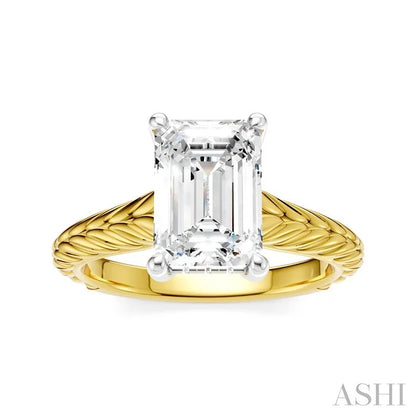 Emerald Shape Semi-Mount Diamond Engagement Ring
