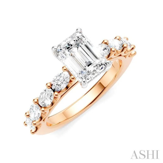 Emerald Shape Semi-Mount Diamond Engagement Ring