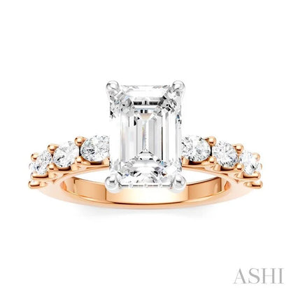 Emerald Shape Semi-Mount Diamond Engagement Ring