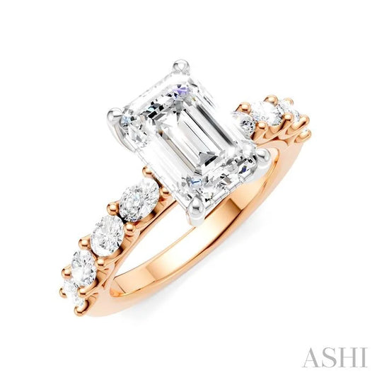 Emerald Shape Semi-Mount Diamond Engagement Ring