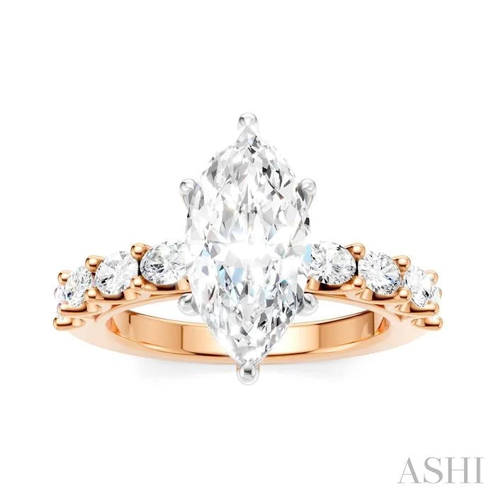 Marquise Shape Semi-Mount Diamond Engagement Ring