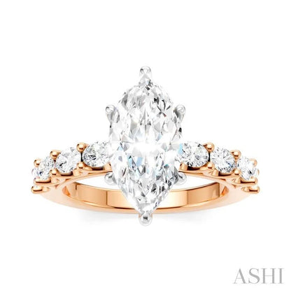 Marquise Shape Semi-Mount Diamond Engagement Ring