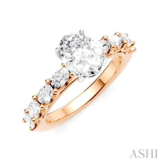 Oval Shape Semi-Mount Diamond Engagement Ring
