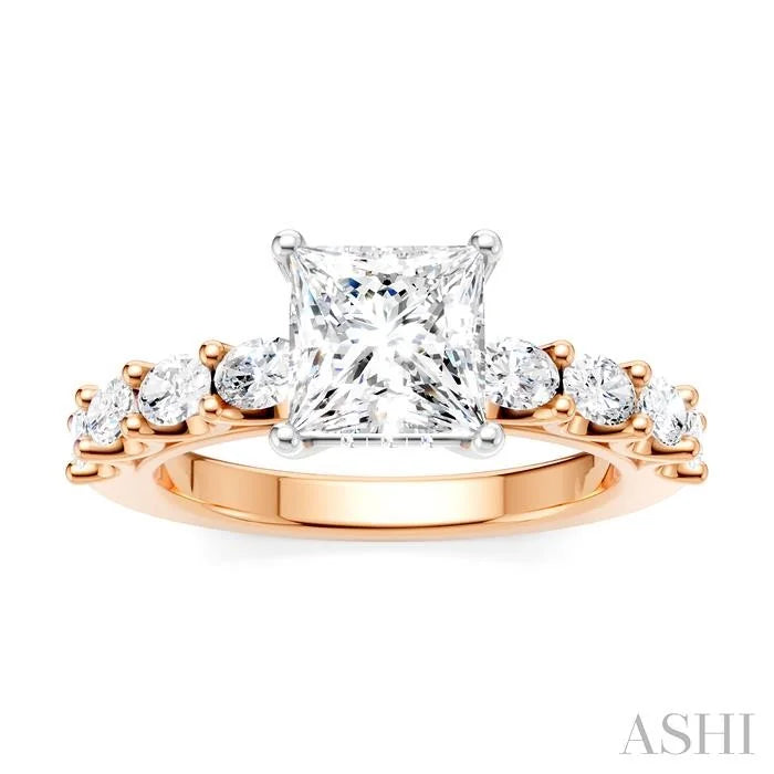 Princess Shape Semi-Mount Diamond Engagement Ring