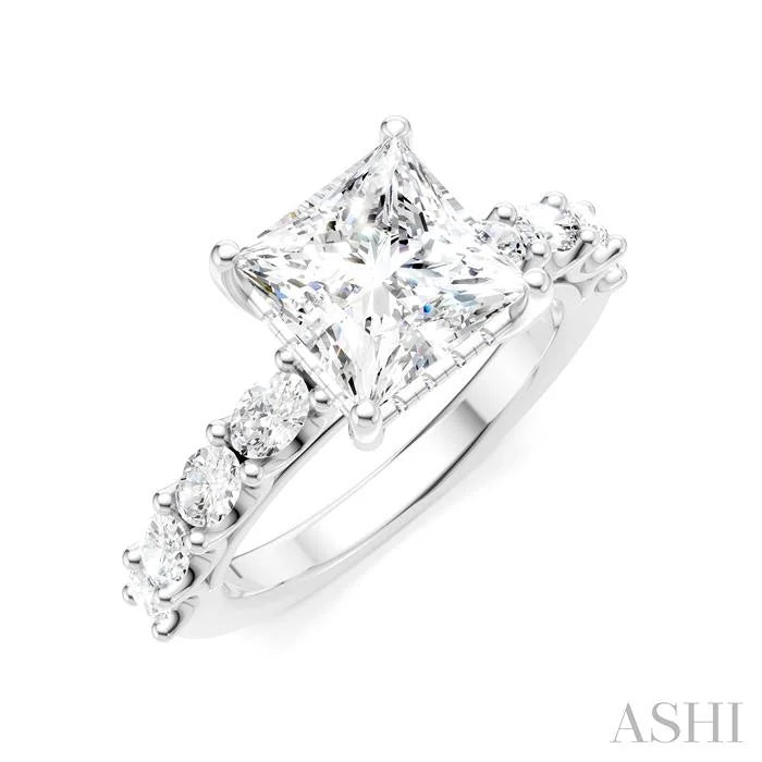 Princess Shape Semi-Mount Diamond Engagement Ring