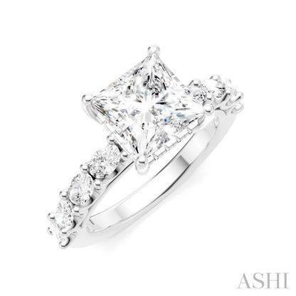 Princess Shape Semi-Mount Diamond Engagement Ring