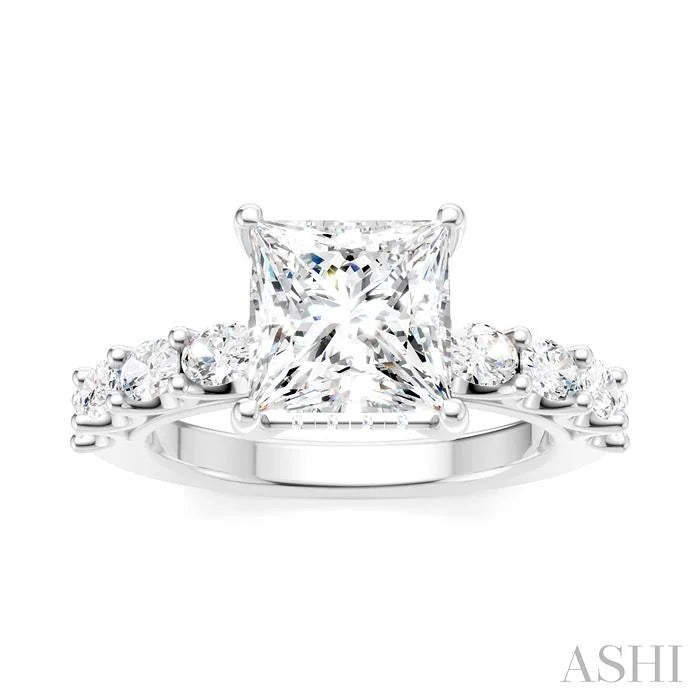 Princess Shape Semi-Mount Diamond Engagement Ring